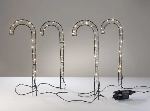 "Garden stake candy canes with LED light wire, 4 pieces image"