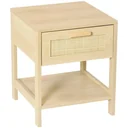 Bedside table with drawer and open shelf natural