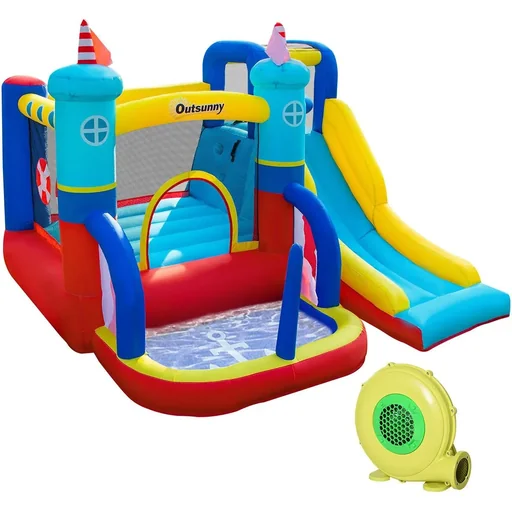"Inflatable bouncy castle - with swimming pool and climbing wall - 265 x 260 x 200 cm image"