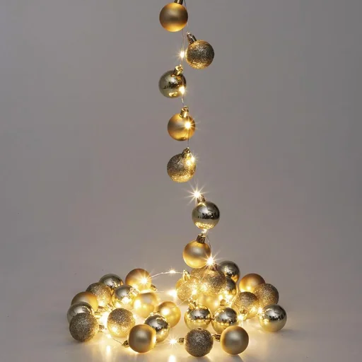 "Christmas light chain LED gold 2m balls image"