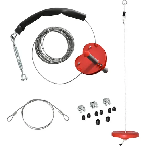 "Outdoor zip line for children aged 3-14 years, red 2000 x 28 x 140 cm image"