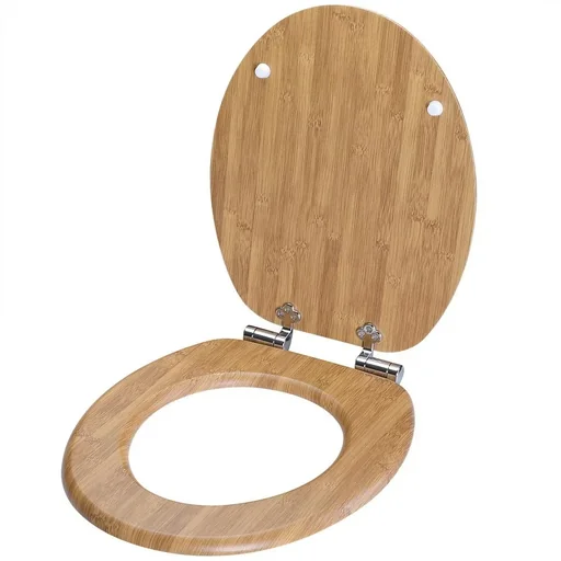 "MDF toilet seat bamboo with soft close image"