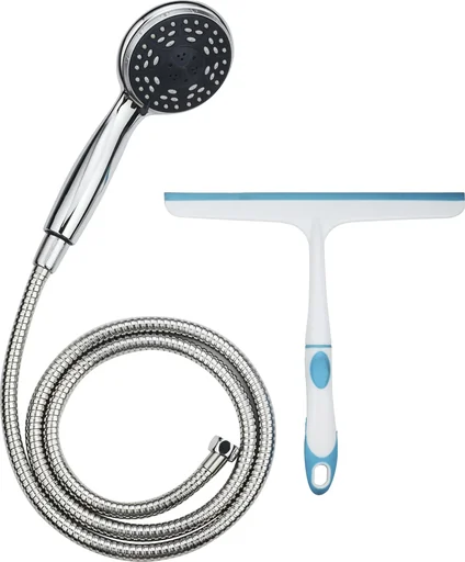 "Hand shower set, chrome, with squeegee image"