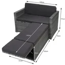 Two-seater sofa - polyrattan - grey