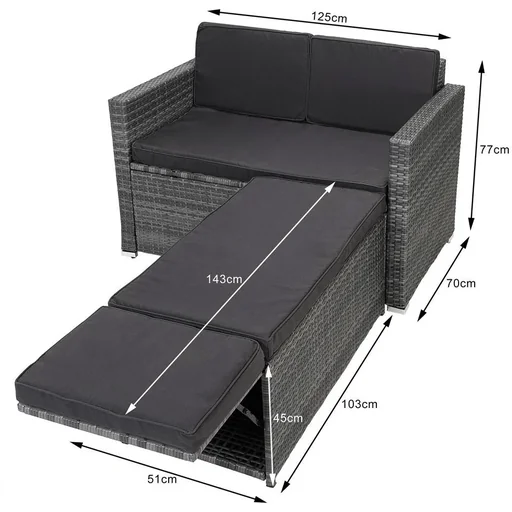 "Two-seater sofa - polyrattan - grey image"