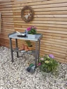 Planting table with galvanized work surface, grey