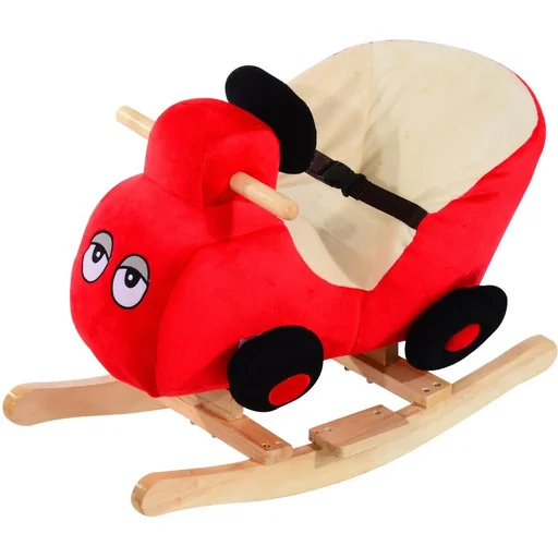 "Rocking horse plush car rocking animal songs toy children baby red car image"