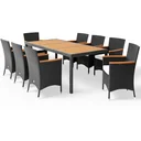 Verona polyrattan seating group, 17 pieces - black