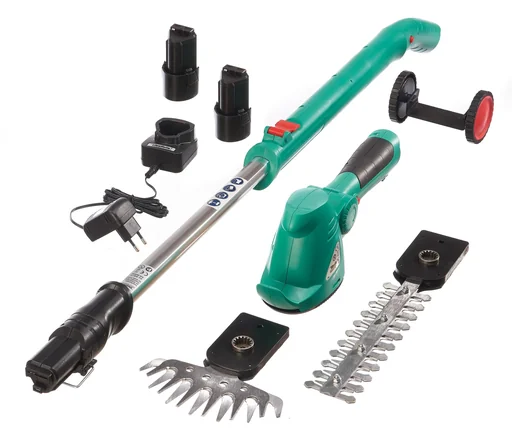"Cordless grass and shrub shears 10.8 volts with handle including spare battery image"