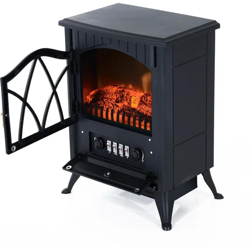 "Electric fireplace stove freestanding fireplace 1800W black image"