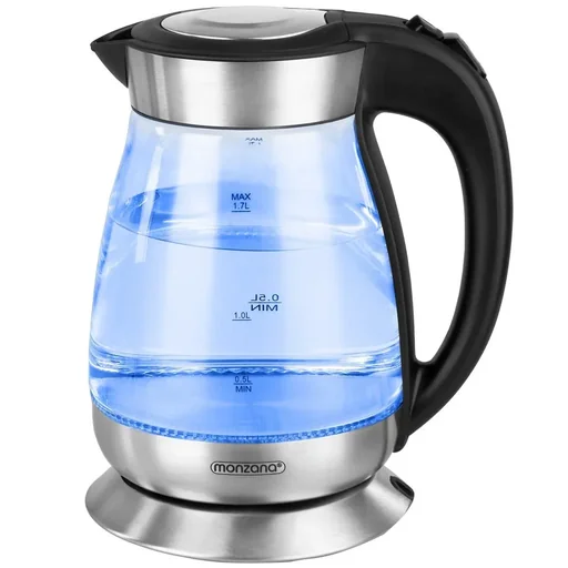 "Kettle Black/Silver Glass/Stainless Steel 1.7L image"