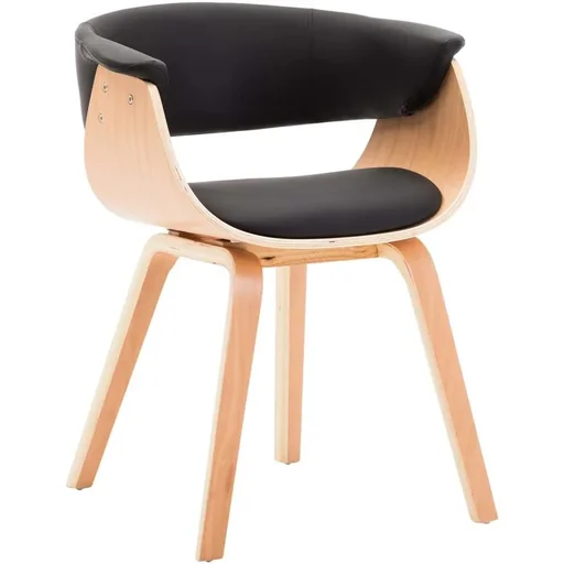 "Dining chair bent wood and black imitation leather image"