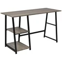 Desk in grey and oak with 2 shelves