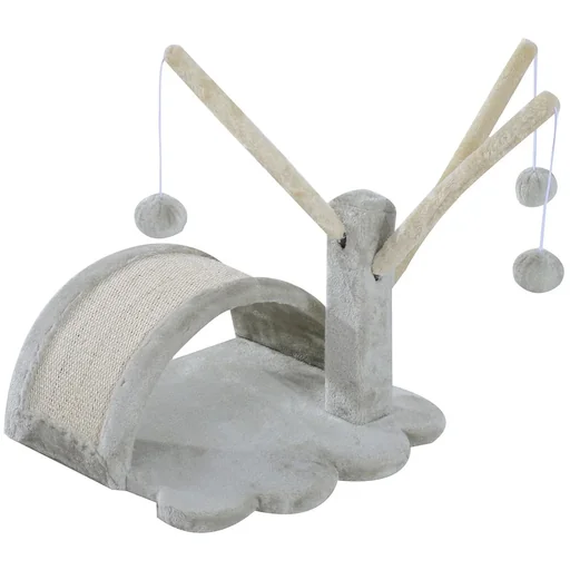 "Cat tree scratching post play tree ball cats light grey image"