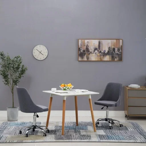 "Dining room chairs 2 pieces fabric dark grey image"