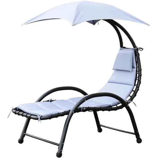 "Sun lounger garden lounger with sunroof grey L195 x W100 x H202cm image"