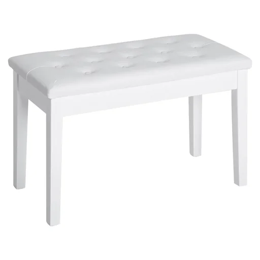 "Piano stool piano bench traditional country style cosmetic stool storage space rubber wood imitation leather white 76 x 36 x 5 image"