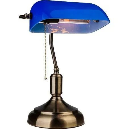 "VT-7151 Banker's lamp blue glass - Retro vintage desk lamp - Notary lamp - E27 image"