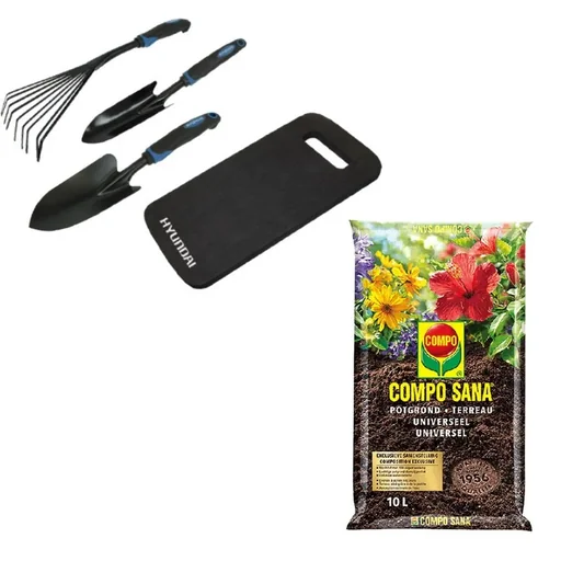 "4-piece garden tool set + INCLUDES Compo Sana 10L potting soil - Universal - 100 days of operation image"