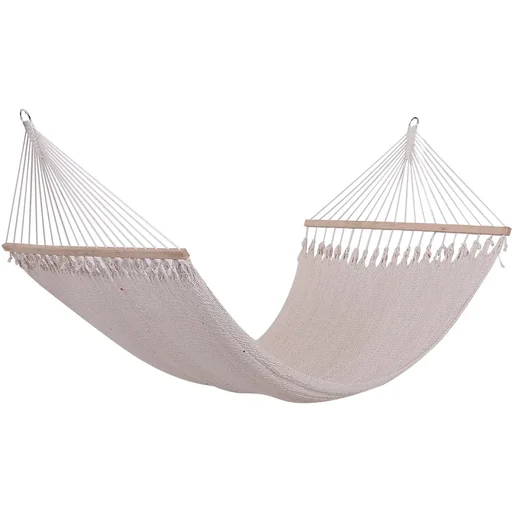 "Hammock with bars, double hammock, weatherproof, UV-resistant, 2.1 x 1.5 m, up to 200 kg, polyester, cream-white image"
