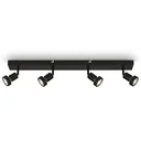 LED spotlight 4-bulb, black, 4 x GU10 socket, including 4 x LED bulbs, 4.9 watts, 460 lm, 3000 K
