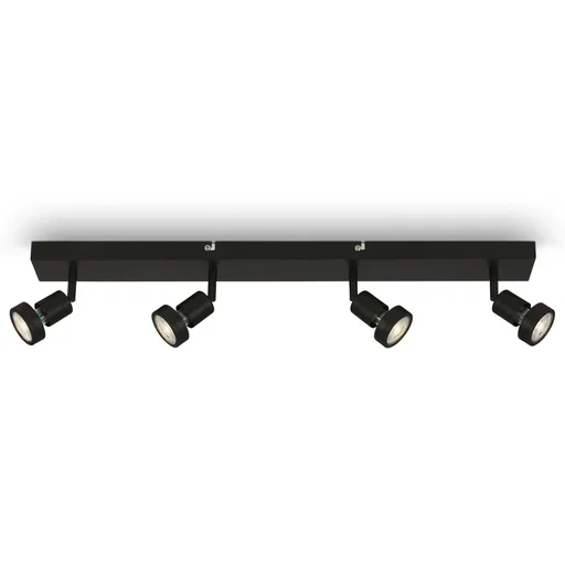 "LED spotlight 4-bulb, black, 4 x GU10 socket, including 4 x LED bulbs, 4.9 watts, 460 lm, 3000 K image"