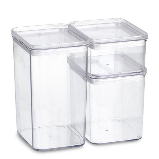 "Storage container set, 3-piece, plastic, transparent image"