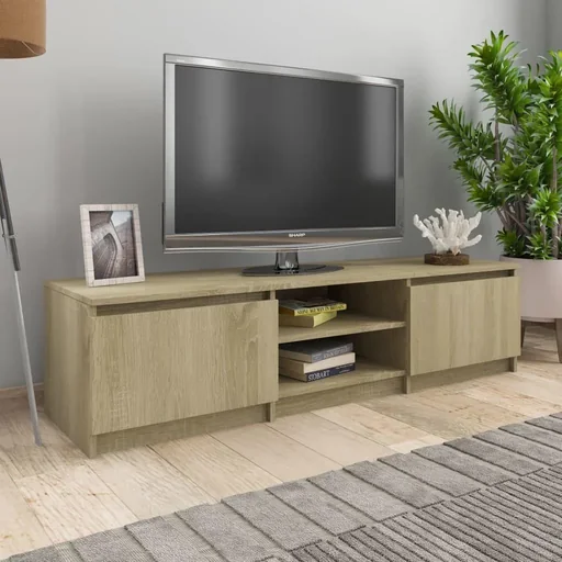 "TV cabinet 140x40x35.5 cm chipboard Sonoma oak image"