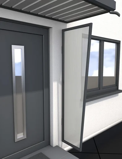 "Side panel B1, pre-assembled, 45 x 60 x 200 cm, anthracite, 6 mm clear image"