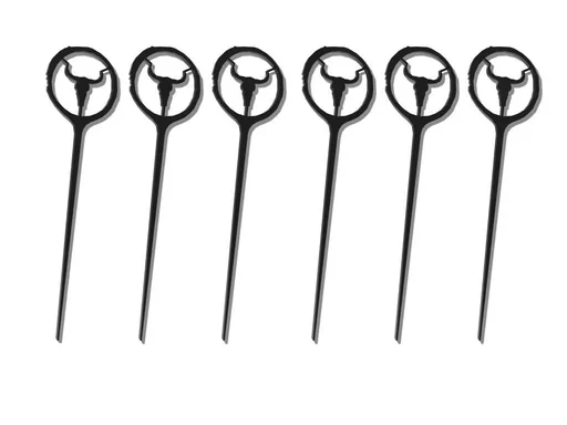 "Burger skewer set of 6 black plastic image"