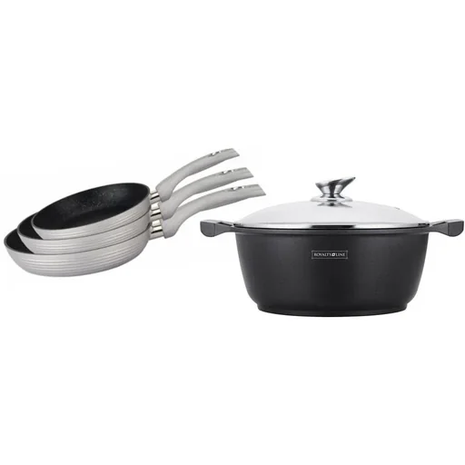 "3-piece frying pan set + marble soup pot - 32 cm image"