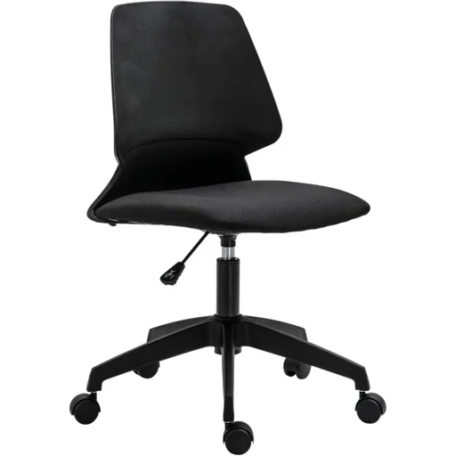 "Swivel chair desk chair with wheels, height adjustable, ergonomically padded, linen, black, 60 x 50 x (84 93) cm image"