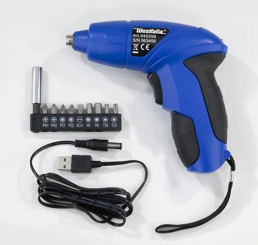 "Cordless screwdriver 3.6 volts with USB connection image"