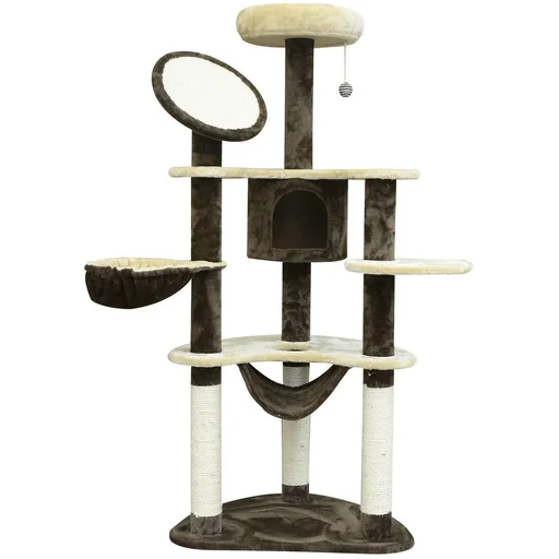"Cat tree sisal columns 65x50x153 cm cream-coffee brown image"