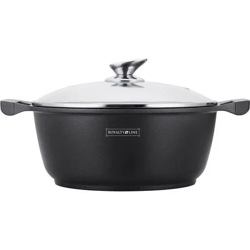 "Marble casserole with black glass lid - 34 cm image"
