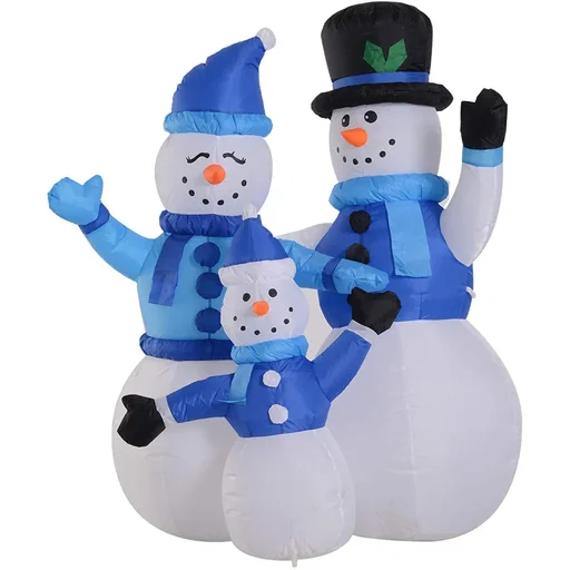 "Snowman Family Self-Inflatable Christmas Decoration LED Blue image"