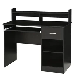 Computertafel Bureau Gamingtafel PC-tafel met lade E1 spaanplaat Zwart