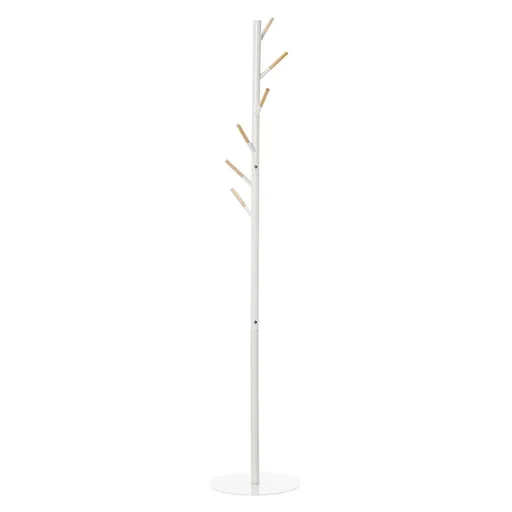 "Coat rack with 6 hooks, standing coat rack with marble base, coat rack, hallway coat rack, metal, white, 35 x 35 x 174 cm image"
