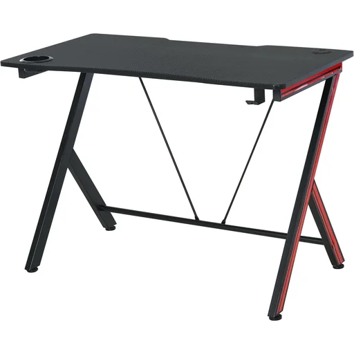 "Gaming table with headphone hook, black image"