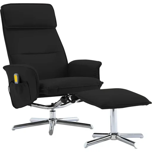 "Adjustable massage seat with footstool, black faux leather image"