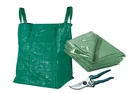 PE tarpaulin, 2 x 3 m with garden bag "Big Bag" - 80 liters and bypass garden shears