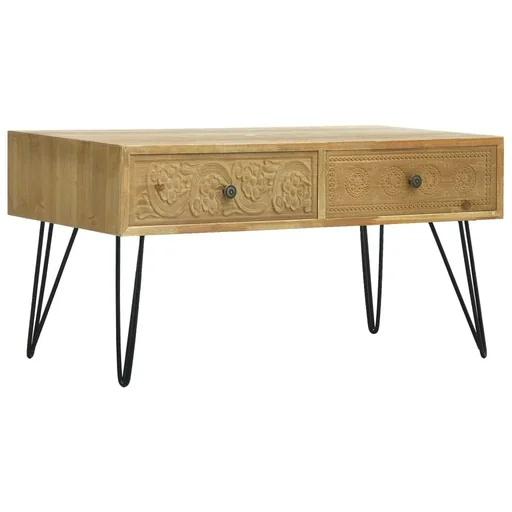 "Coffee table with 2 drawers 80x40x40.5 cm processed wood brown image"