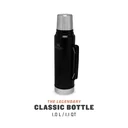 Classic vacuum bottle 1.0 l, matt black, double-walled vacuum insulation, handle, drinking cup