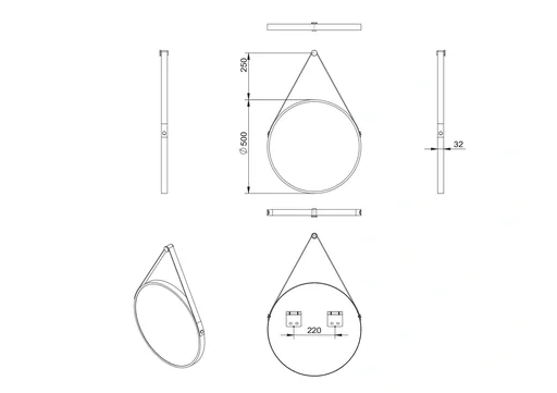 "Decorative round wall mirror in matt copper Ø 50 cm - high-quality robust aluminum frame image"