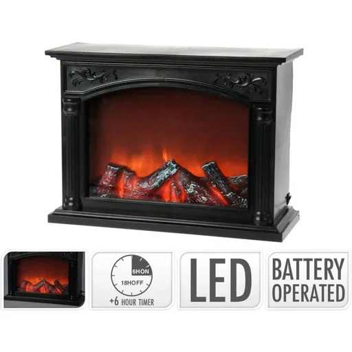 "Classic gas fireplace with LED - including timer - 33 x 24 cm image"