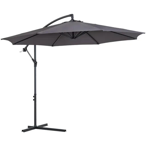 "Cantilever parasol with hand crank 300cm round steel grey image"
