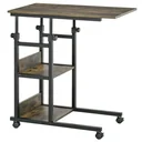 Side table coffee table with wheels, E1 chipboard, metal, black, 80x40x72-82 cm