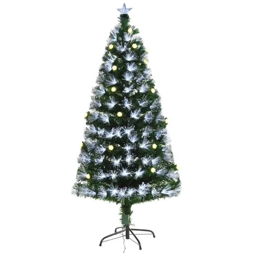 "Artificial Christmas tree with remote control LED lights Christmas tree PVC metal green + white Ø75 x 150 cm image"