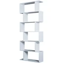 Bookshelf White Wall Shelf Room Divider S-Shape 6 Compartments
