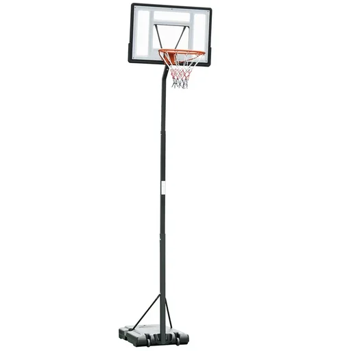 "Mobile basketball stand, height-adjustable basketball hoop with stand, steel and plastic, black, 86 x 153 x 302-352 cm image"